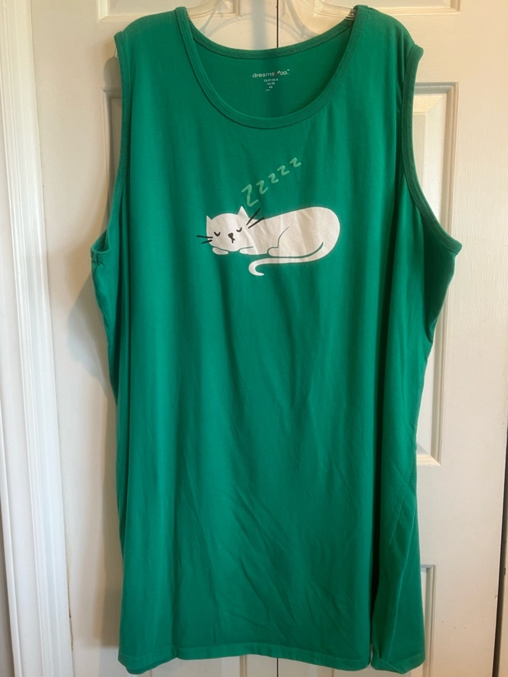 Dreams & Co. 💚 Green Cat Graphic Sleep Nightgown Sleeveless